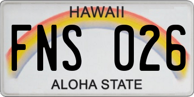 HI license plate FNS026