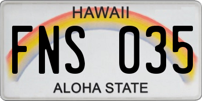 HI license plate FNS035