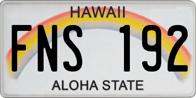 HI license plate FNS192