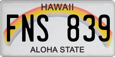 HI license plate FNS839