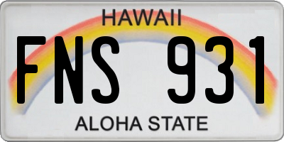 HI license plate FNS931