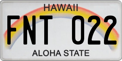 HI license plate FNT022