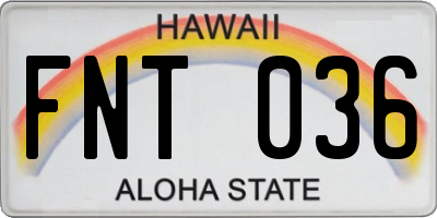 HI license plate FNT036