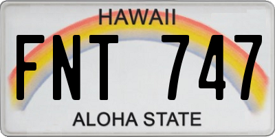 HI license plate FNT747