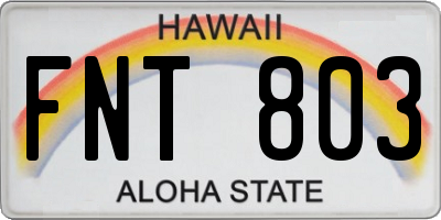 HI license plate FNT803