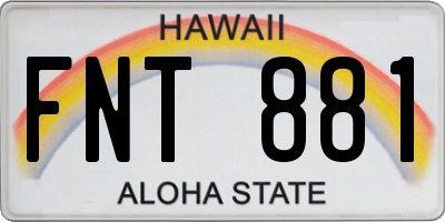 HI license plate FNT881