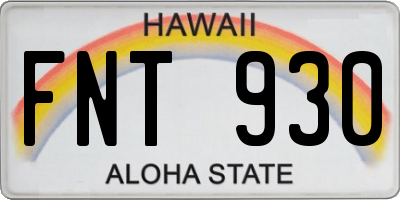 HI license plate FNT930