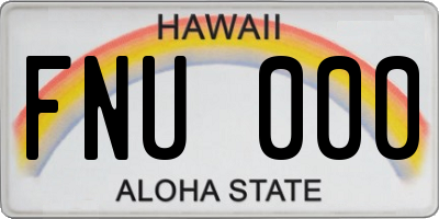 HI license plate FNU000