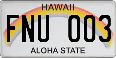HI license plate FNU003