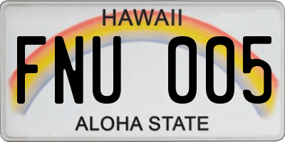 HI license plate FNU005