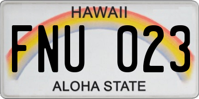 HI license plate FNU023