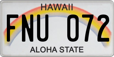 HI license plate FNU072