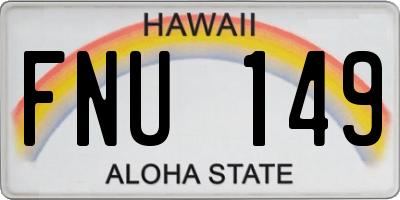 HI license plate FNU149