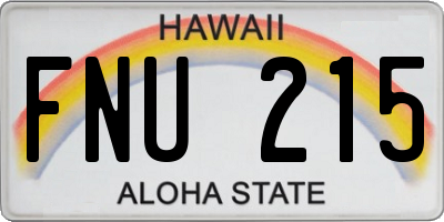 HI license plate FNU215