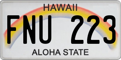 HI license plate FNU223