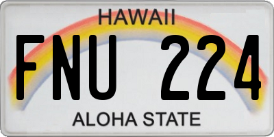 HI license plate FNU224