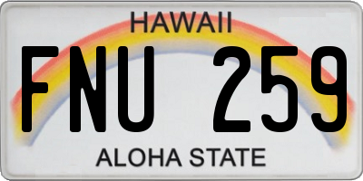 HI license plate FNU259
