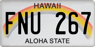 HI license plate FNU267