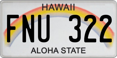 HI license plate FNU322