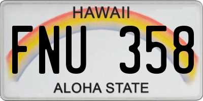 HI license plate FNU358