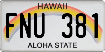 HI license plate FNU381