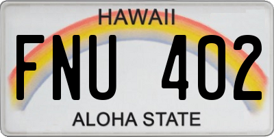 HI license plate FNU402