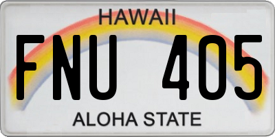 HI license plate FNU405