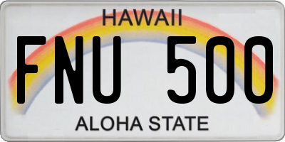 HI license plate FNU500