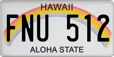 HI license plate FNU512
