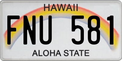 HI license plate FNU581