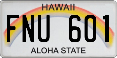 HI license plate FNU601