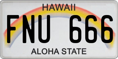 HI license plate FNU666