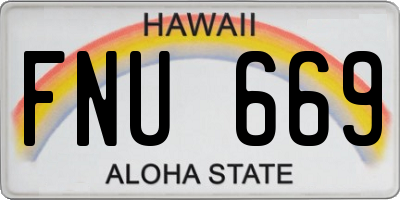 HI license plate FNU669