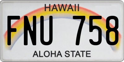 HI license plate FNU758