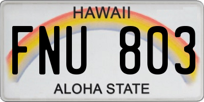 HI license plate FNU803