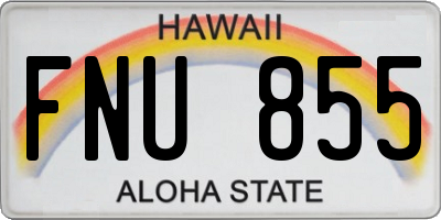 HI license plate FNU855