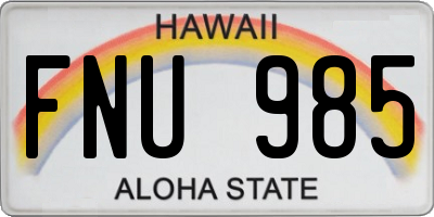 HI license plate FNU985