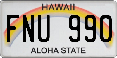 HI license plate FNU990