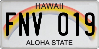HI license plate FNV019