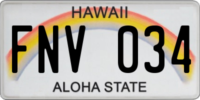 HI license plate FNV034