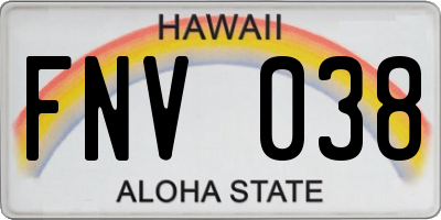 HI license plate FNV038