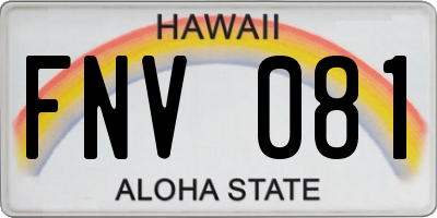 HI license plate FNV081