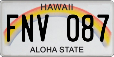 HI license plate FNV087