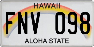 HI license plate FNV098