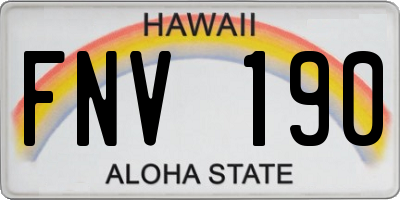 HI license plate FNV190