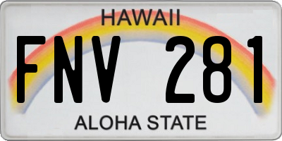 HI license plate FNV281