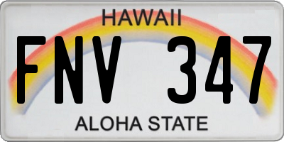 HI license plate FNV347