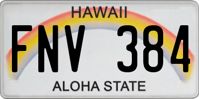 HI license plate FNV384