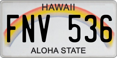 HI license plate FNV536