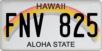 HI license plate FNV825